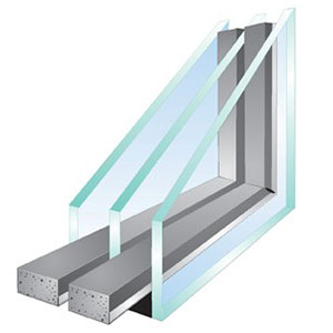 Triple glazing profile with three panes of glass