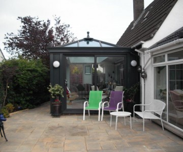 Black orangery installation from outside