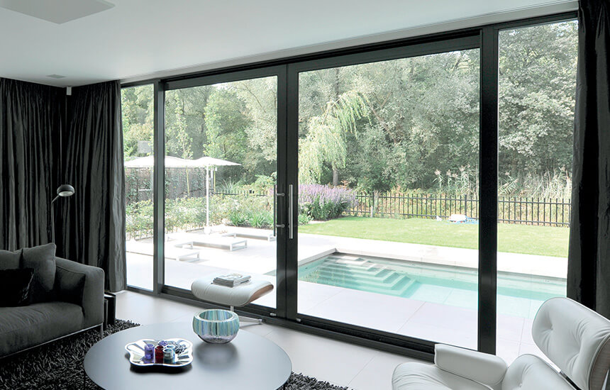 Black aluminium patio doors