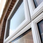 White casement window close up