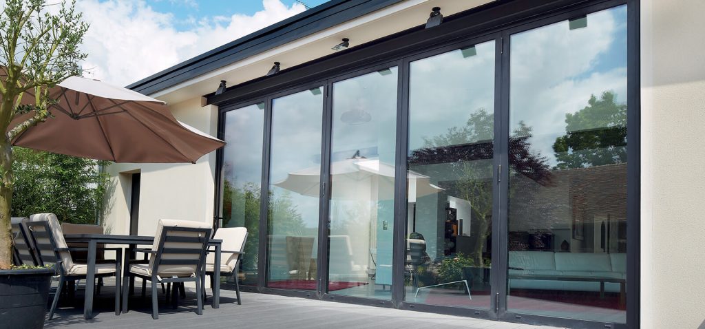 Black aluminium bifold door