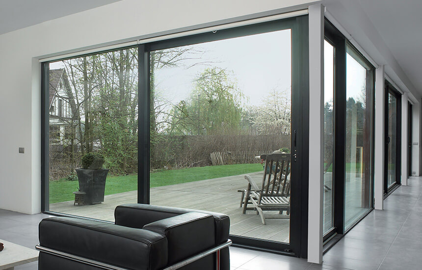 Black aluminium lift and slide door