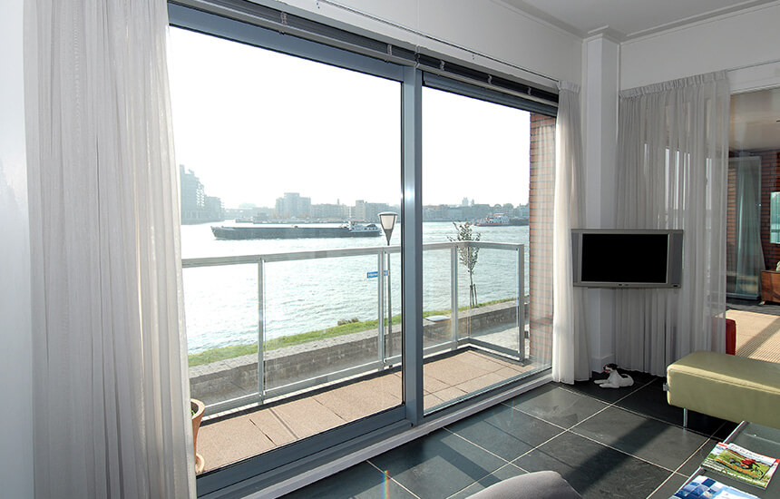 Grey aluminium lift and slide door