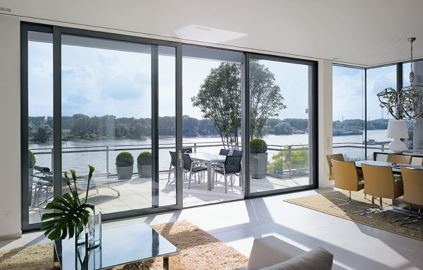 Aluminium patio door interior view