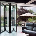 Black aluminium bifold door interior view