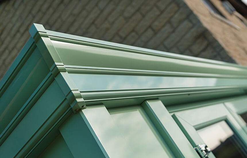 Green conservatory roofline