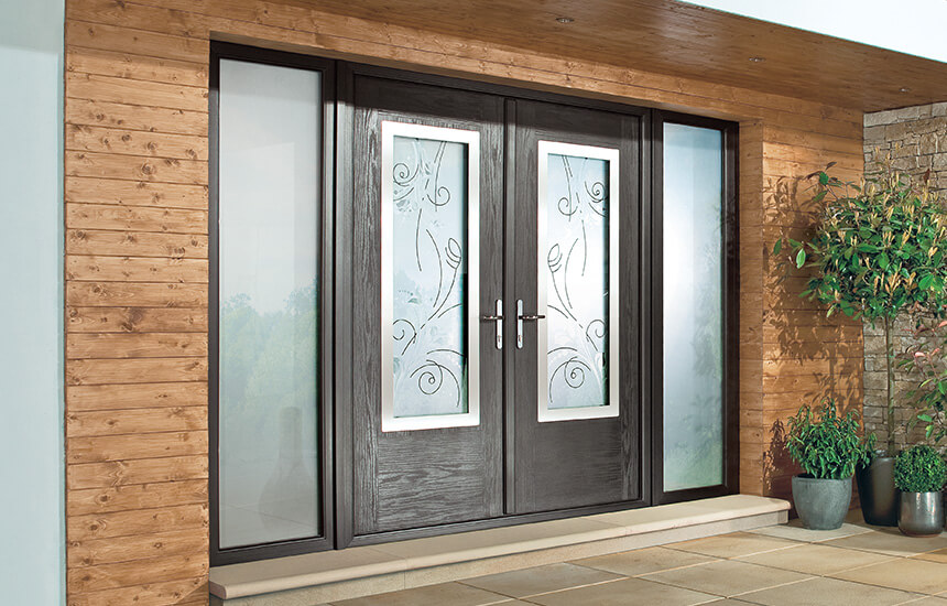 Dual black contemporary composite doors