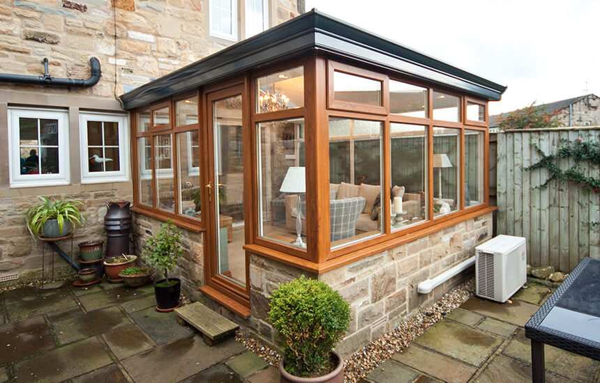 Oak effect uPVC sunroom