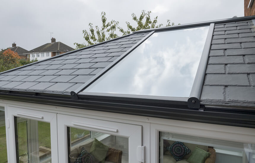 Tiled conservatory roof close up