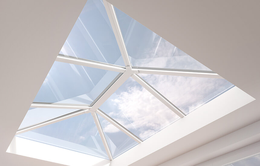 Interior view of a white lantern roof