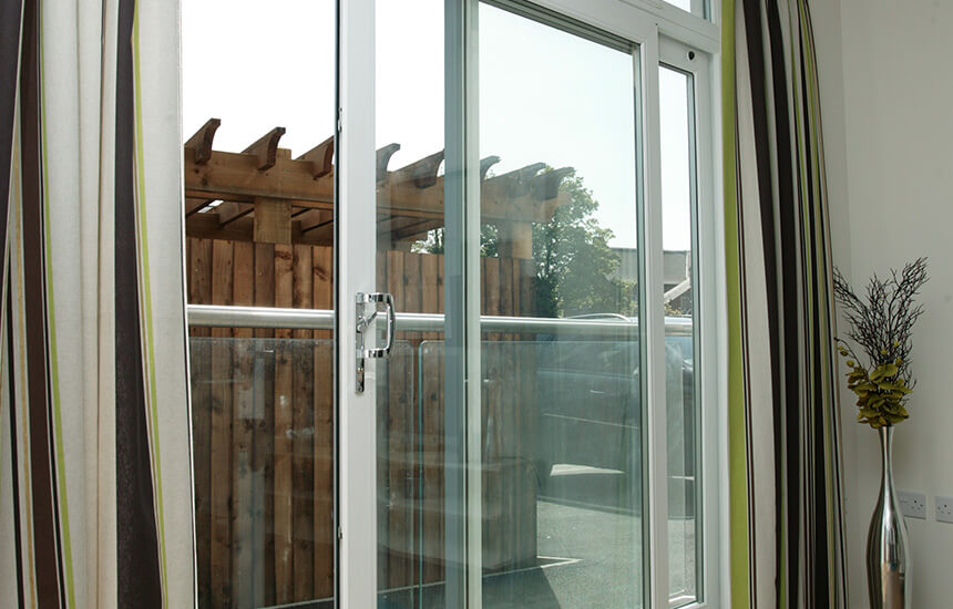 White uPVC patio door close up