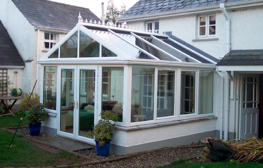 White uPVC Gable conservatory installation