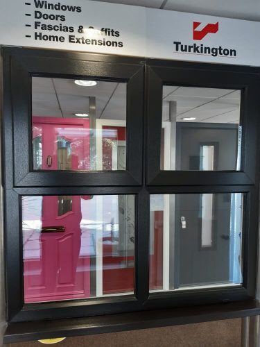 Dark window in Turkington showroom