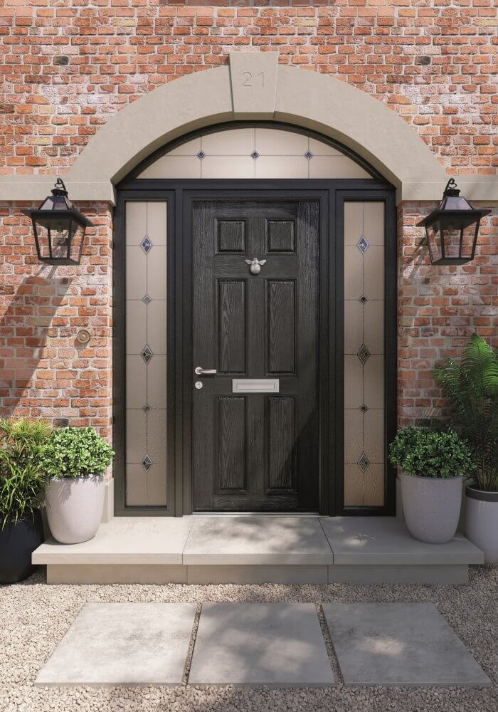 Ornate black entrance door