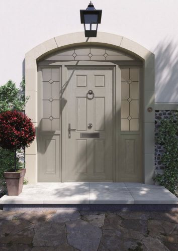 Beige ornate entrance door