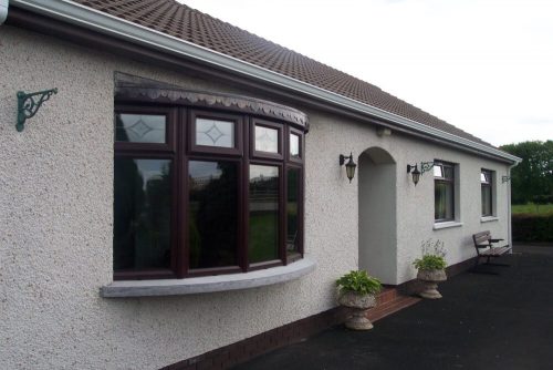 Large timber bow window