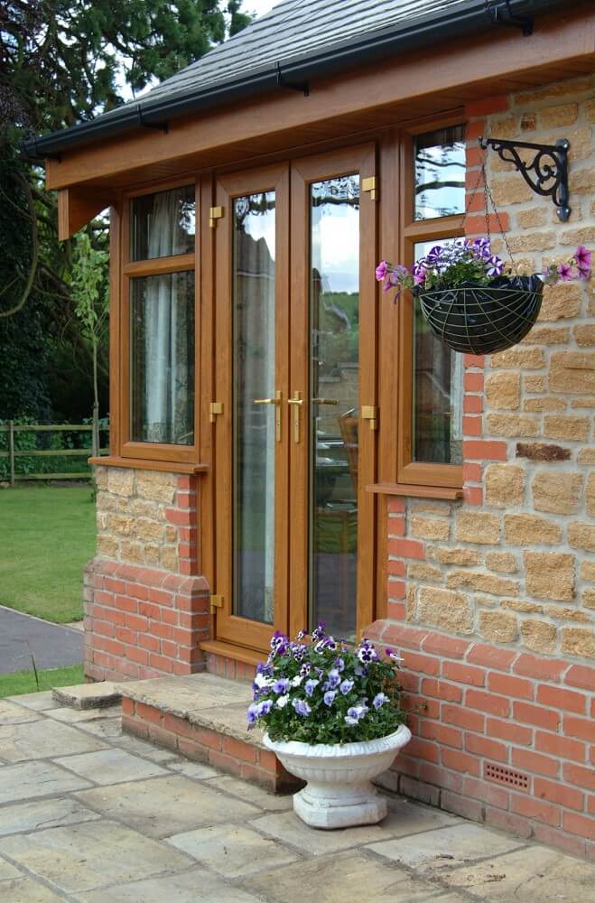 Golden oak exterior french doors