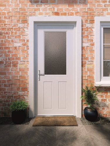 White exterior door