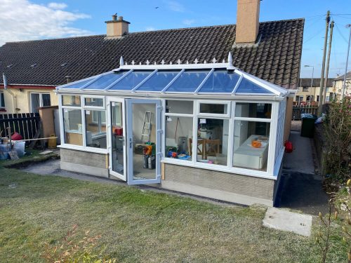 white upvc conservatory installation