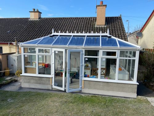 white upvc conservatory installation