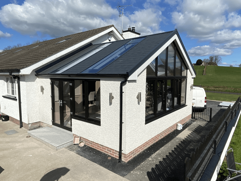 Ultraroof extension with glazed panels