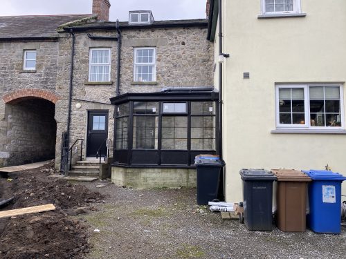 A black upvc conservatory