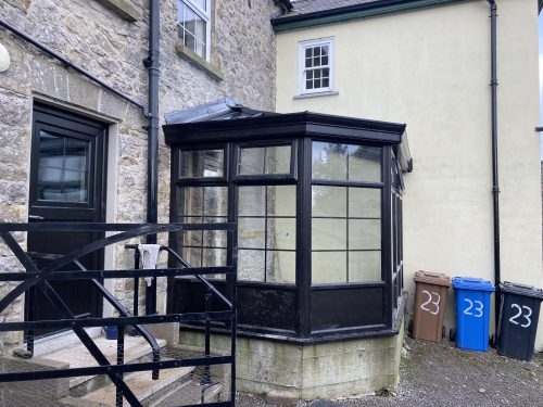 A black upvc conservatory