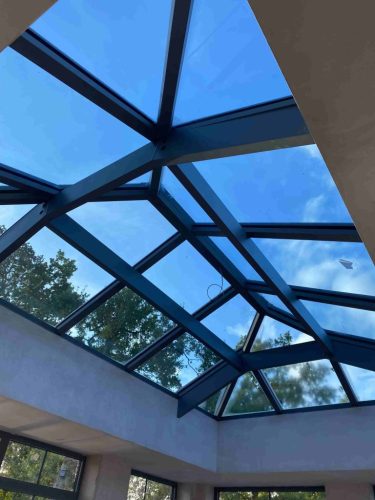 the inside of an aluminium bespoke grey conservatory installed by turkington windows