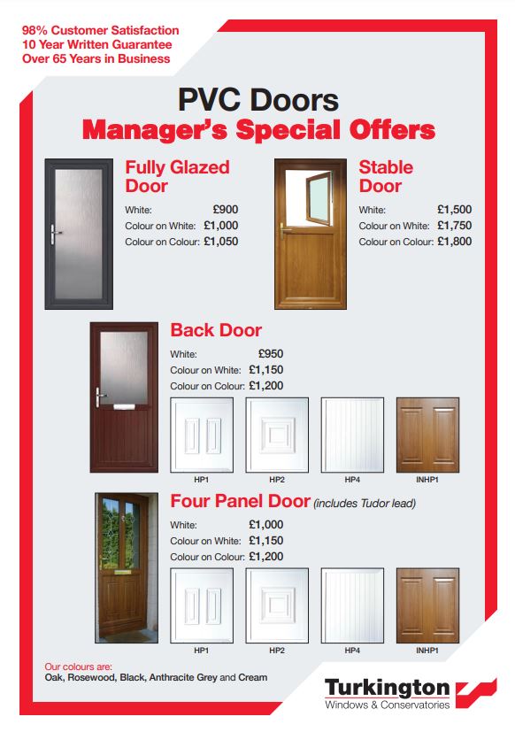 Turkington windows manager's special PVC doors offer