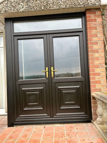 black upvc porch with french doors - after installation